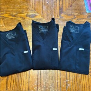 3 Figs Black Catarina Scrub Tops XL